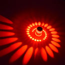 Blue aluminum spiral led wall lamp for bedroom circular light patterns by Decorbites