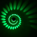 Blue aluminum spiral led wall lamp for bedroom circular light patterns by Decorbites