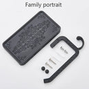 Ornate black metal toilet paper holder with phone shelf bathroom hook by Decorbites