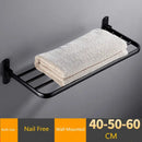 GobekUsa Aluminum Towel Rack: Movable Bath Holder, Black/White, 40/50/60 CM