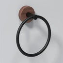 Black matte and walnut towel ring for bathroom and kitchen wall mount by Decorbites