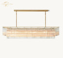 GobekUsa Amadeo Crystal LED Chandelier: Modern Rectangular Pendant Light for Kitchen Island, Dining Room