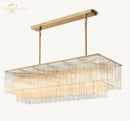 GobekUsa Amadeo Crystal LED Chandelier: Modern Rectangular Pendant Light for Kitchen Island, Dining Room