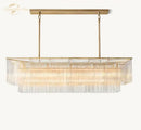 GobekUsa Amadeo Crystal LED Chandelier: Modern Rectangular Pendant Light for Kitchen Island, Dining Room