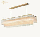 GobekUsa Amadeo Crystal LED Chandelier: Modern Rectangular Pendant Light for Kitchen Island, Dining Room