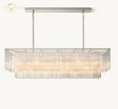 GobekUsa Amadeo Crystal LED Chandelier: Modern Rectangular Pendant Light for Kitchen Island, Dining Room