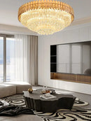 GobekUsa Amber Crystal Round Chandelier: Nordic Large Multiple Tier Ceiling Light for Living Room