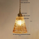 GobekUsa Amber Flower Glass LED Pendant Light - Modern Nordic Copper Switch Hang Lamp
