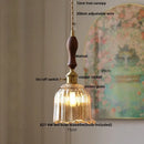 GobekUsa Amber Flower Glass LED Pendant Light - Modern Nordic Copper Switch Hang Lamp