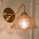 GobekUsa Amber Flower Glass LED Wall Sconce for Living Room, Cafe, Bathroom Vanity