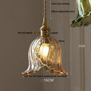 GobekUsa Amber Flower Glass Pendant Lamp, Modern Nordic LED Hanging Light for Kitchen Living Room