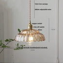 GobekUsa Amber Flower Glass Pendant Lamp, Modern Nordic LED Hanging Light for Kitchen Living Room