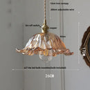 GobekUsa Amber Flower Glass Pendant Lamp, Modern Nordic LED Hanging Light for Kitchen Living Room