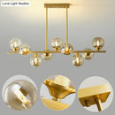 GobekUsa Amber Glass Bubbles Island Lamp: Modern Gold Hanging Light for Dining Room
