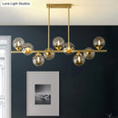 GobekUsa Amber Glass Bubbles Island Lamp: Modern Gold Hanging Light for Dining Room