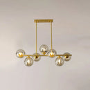 GobekUsa Amber Glass Bubbles Island Lamp: Modern Gold Hanging Light for Dining Room