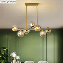 GobekUsa Amber Glass Bubbles Island Lamp: Modern Gold Hanging Light for Dining Room