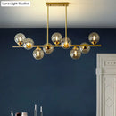 GobekUsa Amber Glass Bubbles Island Lamp: Modern Gold Hanging Light for Dining Room