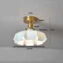GobekUsa Amber Glass Ceiling Lamp Wood Nordic Modern Bedroom Bathroom Light