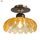 GobekUsa Amber Glass Ceiling Lamp Wood Nordic Modern Bedroom Bathroom Light