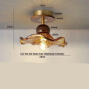 GobekUsa Amber Glass Ceiling Lamp Wood Nordic Modern Bedroom Bathroom Light