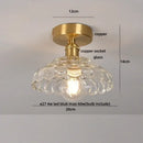 GobekUsa Amber Glass Ceiling Lamp Wood Nordic Modern Bedroom Bathroom Light