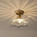 GobekUsa Amber Glass Ceiling Lamp Wood Nordic Modern Bedroom Bathroom Light