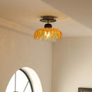 GobekUsa Amber Glass Ceiling Lamp Wood Nordic Modern Bedroom Bathroom Light
