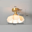GobekUsa Amber Glass Ceiling Lamp Wood Nordic Modern Bedroom Bathroom Light