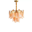 GobekUsa Amber Glass Chandelier: Dimmable Luxury Light Fixture for Living Room Hall