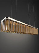 GobekUsa Amber Glass Chandelier Rectangle Pendant Lighting for Nordic Dining Room