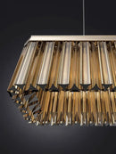 GobekUsa Amber Glass Chandelier Rectangle Pendant Lighting for Nordic Dining Room