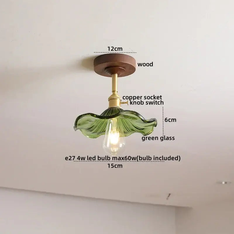 GobekUsa Amber Glass Copper LED Ceiling Light Fixture for Modern Home Decor, photo 18 of 33