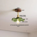 GobekUsa Amber Glass Copper LED Ceiling Light Fixture for Modern Home Decor
