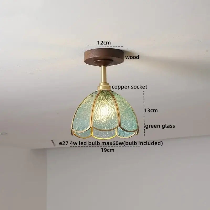 GobekUsa Amber Glass Copper LED Ceiling Light Fixture for Modern Home Decor, photo 14 of 33