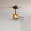GobekUsa Amber Glass Copper LED Ceiling Light Fixture for Modern Home Decor