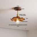 GobekUsa Amber Glass Copper LED Ceiling Light Fixture for Modern Home Decor