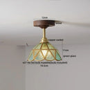 GobekUsa Amber Glass Copper LED Ceiling Light Fixture for Modern Home Decor