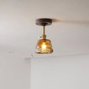 GobekUsa Amber Glass Copper LED Ceiling Light Fixture for Modern Home Decor