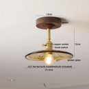 GobekUsa Amber Glass Copper LED Ceiling Light Fixture for Modern Home Decor