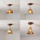 GobekUsa Amber Glass Copper LED Ceiling Light Fixture for Modern Home Decor