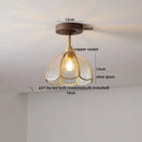 GobekUsa Amber Glass Copper LED Ceiling Light Fixture for Modern Home Decor