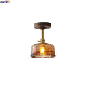 GobekUsa Amber Glass Copper LED Ceiling Light Fixture for Modern Home Decor