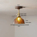 GobekUsa Amber Glass Copper LED Ceiling Light Fixture for Modern Home Decor