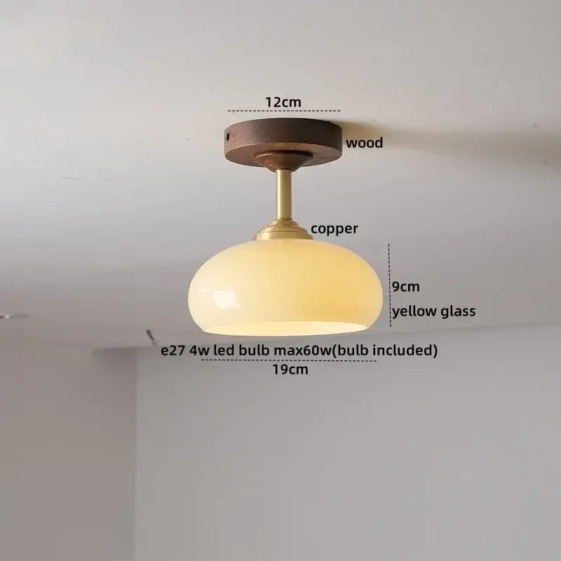 GobekUsa Amber Glass Copper LED Ceiling Light Fixture for Modern Home Decor, photo 15 of 33