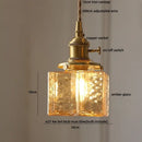 GobekUsa Amber Glass Cube LED Pendant Lights, Japanese Style for Kitchen, Bedroom, Coffee.