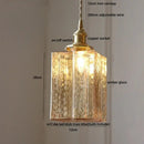 GobekUsa Amber Glass Cube LED Pendant Lights, Japanese Style for Kitchen, Bedroom, Coffee.