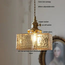 GobekUsa Amber Glass Cube LED Pendant Lights, Japanese Style for Kitchen, Bedroom, Coffee.
