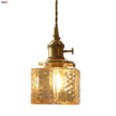 GobekUsa Amber Glass Cube LED Pendant Lights, Japanese Style for Kitchen, Bedroom, Coffee.