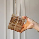 GobekUsa Amber Glass Cube LED Pendant Lights, Japanese Style for Kitchen, Bedroom, Coffee.